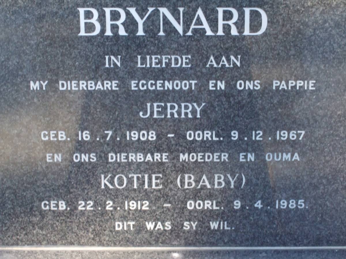 BRYNARD Jerry 1908-1967 &amp; Kotie 1912-1985