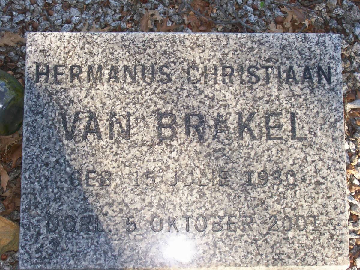 BRAKEL Hermanus Christiaan, van 1930-2001