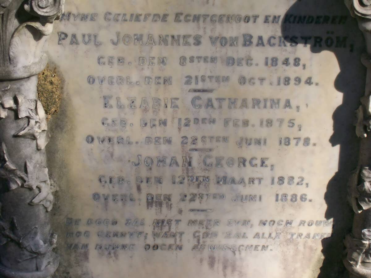 BACKSTROM Paul Johannes, von 1848-1894