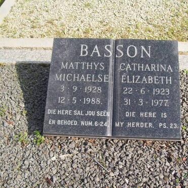 BASSON Matthys Michaelse 1928-1988 &amp; Catharina Elizabeth 1923-1977