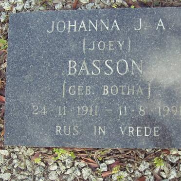 BASSON Johanna J.A. nee BOTHA 1911-1991