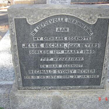 BECKER Reginald Sydney 1874-1968 &amp; Jessie BEYERS -1949