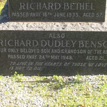 BETHEL Richard -1935 :: BENSON Richard Dudley -1948