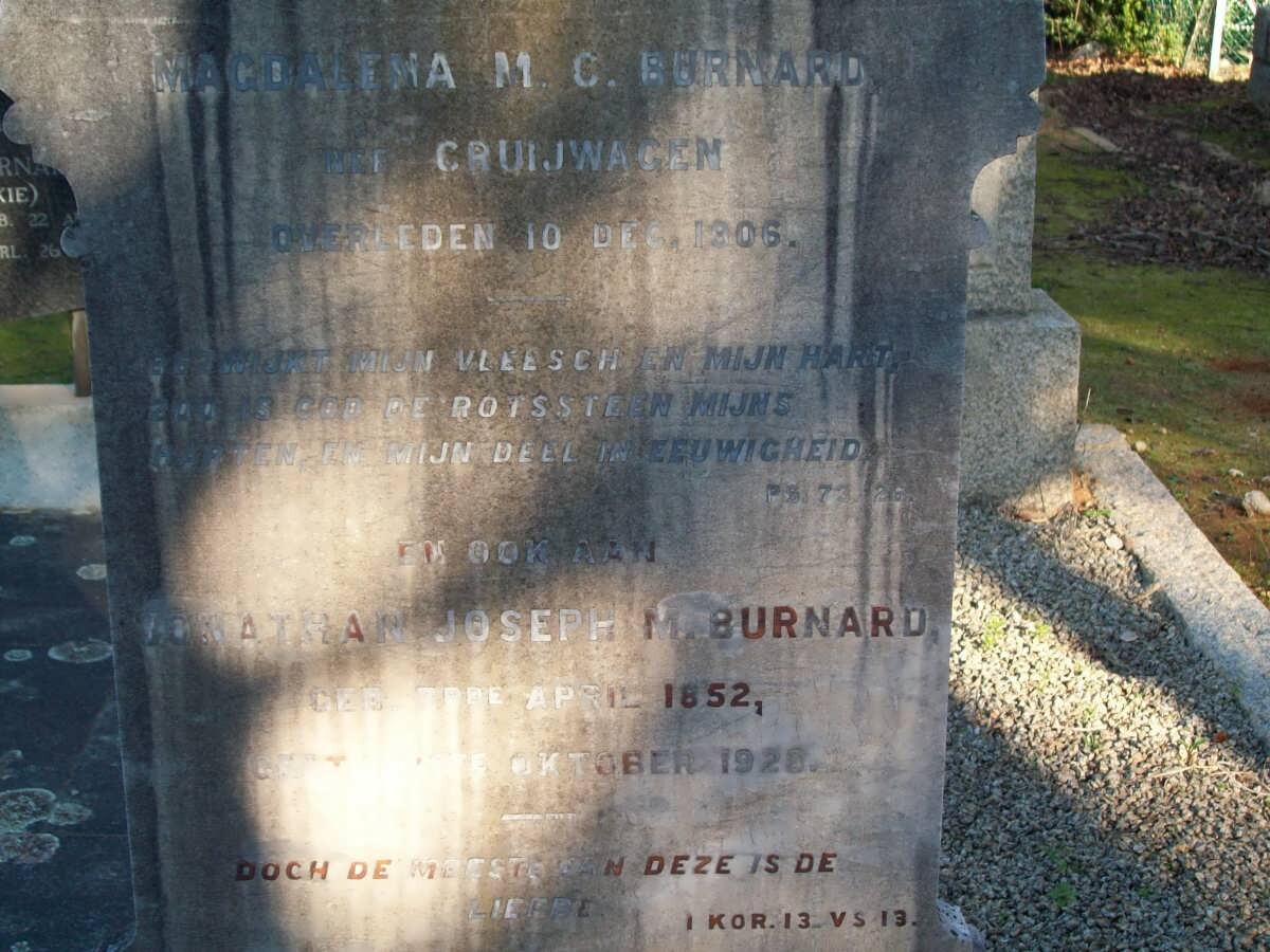 BURNARD Magdalena M.C. nee CRUIWAGEN -1906 :: BURNARD Jonathan Joseph M. 1852-1928