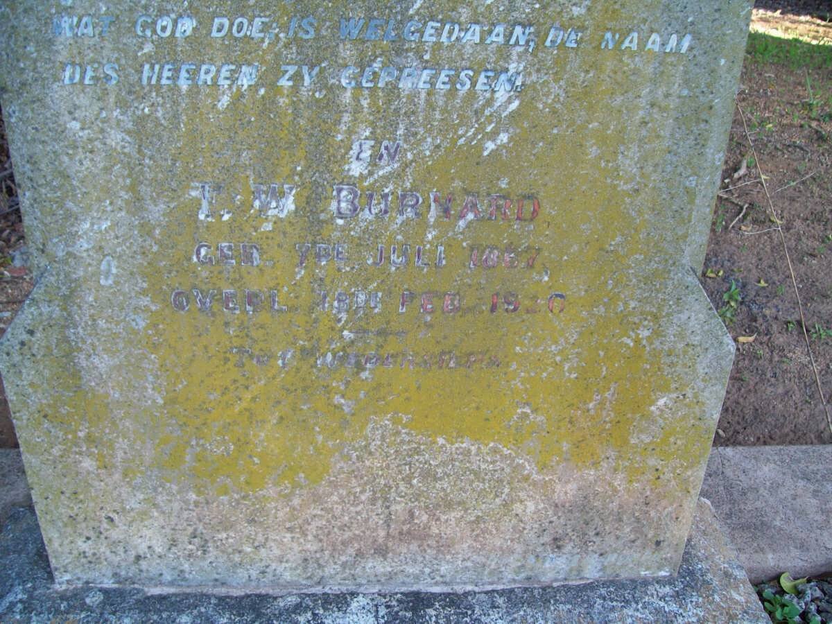 BURNARD Hendrina C. nee PRETORIUS -1911  :: BURNARD F.W. 1867-19?0
