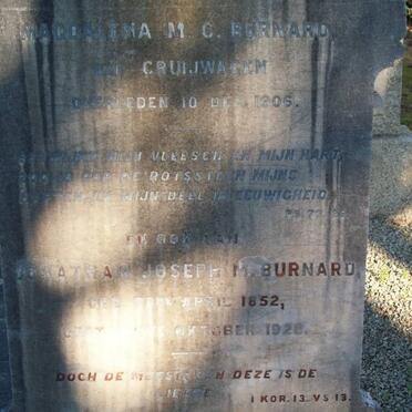 BURNARD Magdalena M.C. nee CRUIWAGEN -1906 :: BURNARD Jonathan Joseph M. 1852-1928