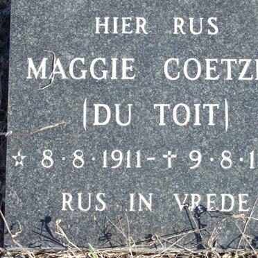 COETZEE Maggie nee DU TOIT 1911-1988