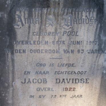 DAVIDSE Jacob -1922 &amp; Anna S. POOL -1917
