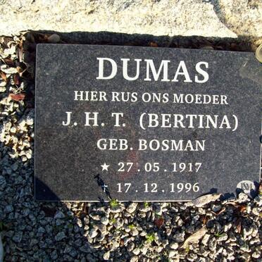 DUMAS J.H.T. nee BOSMAN 1917-1996