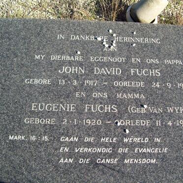 FUCHS John David 1917-1966 &amp; Eugene VAN WYK 1920-1977