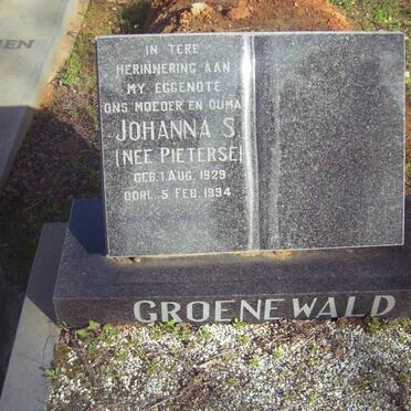 GROENEWALD Johanna S. nee PIETERSE 1929-1994
