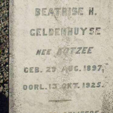 GELDENHUYSE Beatrise H. nee KOTZEE 1897-1925