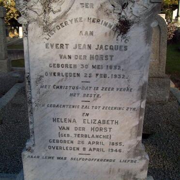 HORST Evert Jean Jacques, van der 1852-1932 &amp; Helena Elizabeth TERBLANCHE 1855-1946