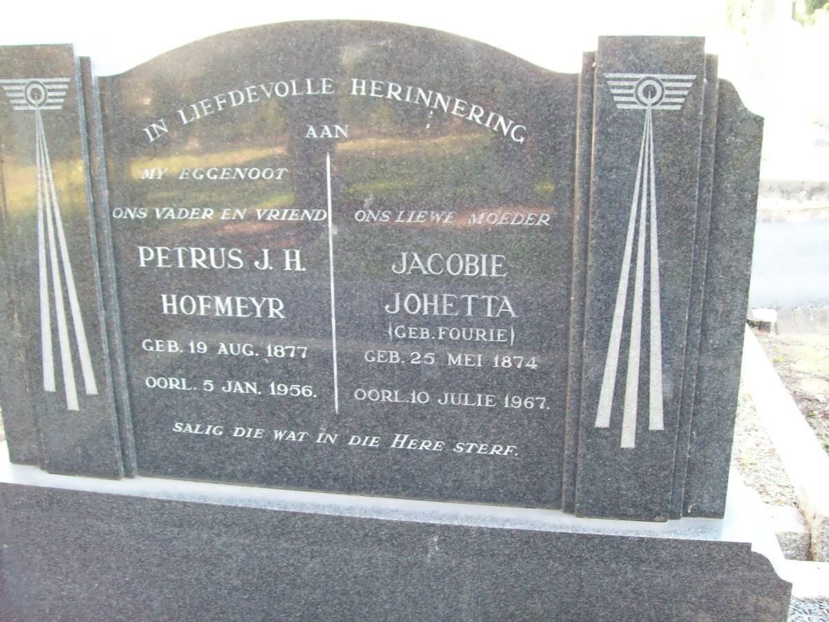 HOFMEYR Petrus J.H. 1877-1956 &amp; Jacoba Johetta FOURIE 1874-1967