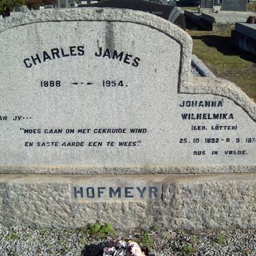 HOFMEYR Charles James 1888-1954 &amp; Johanna Wilhelmina LOTTER 1892-1974