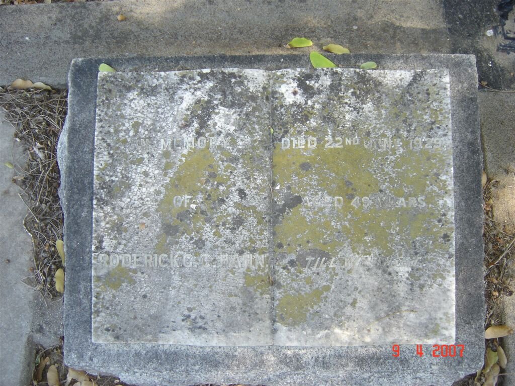 HAHN Roderick G.C. -1929