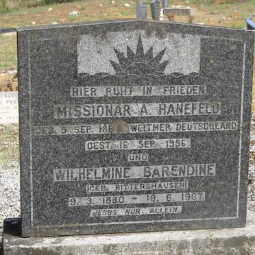 HANEFELD A. 186?-1956 &amp; Wilhelmine Barendine RITTERSHAUSEN 1880-1967