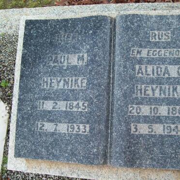 HEYNIKE Paul M. 1845-1933 &amp; Alida C. 1863-1949