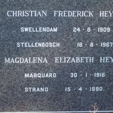 HEYNS Christian Fredeick 1909-1967 &amp; Magdalena Elizabeth 1916-1990
