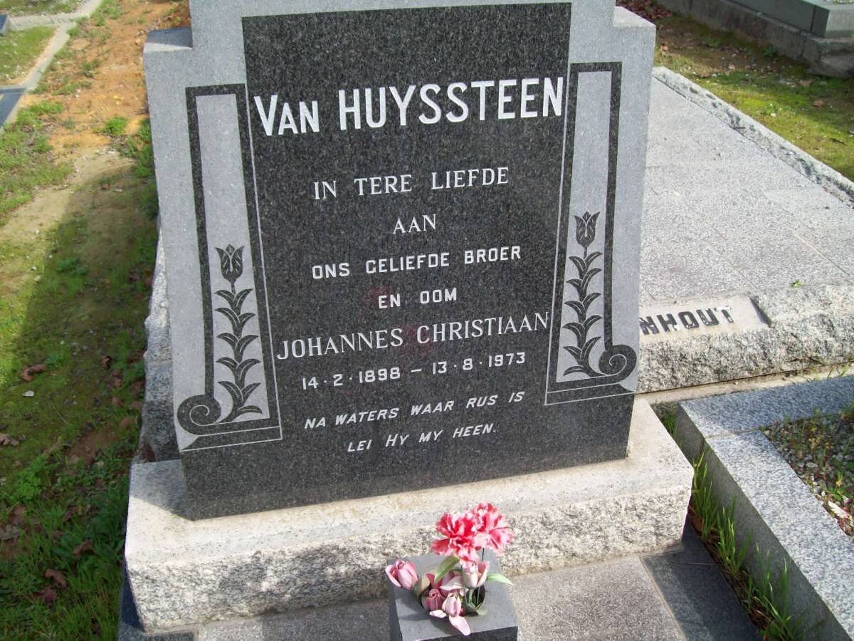 HUYSSTEEN Johannes Christiaan, van 1898-1973