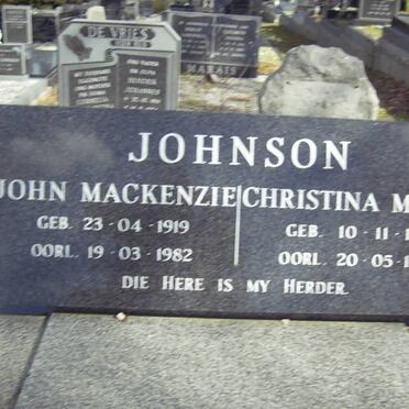 JOHNSON John Mackenzie 1919-1982 &amp; Christina 1922-1998