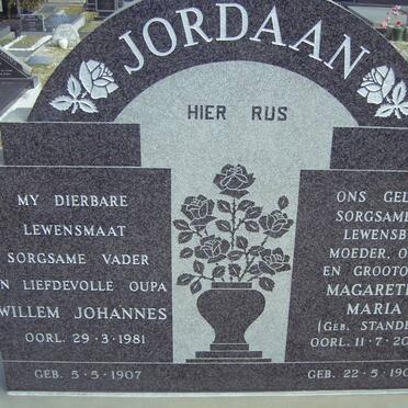 JORDAAN Willem Johannes 1907-1981 &amp; Magaretha Maria STANDER 1907-2007