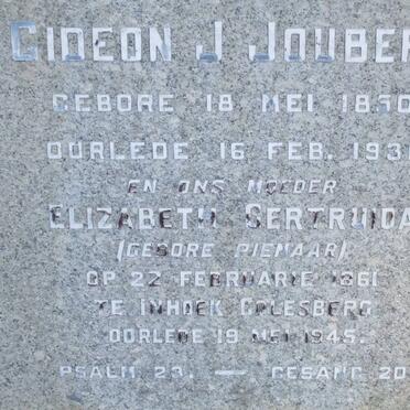 JOUBERT Gideon J. 1850-1931 &amp; Elizabeth Gertruida PIENAAR 1861-1945