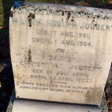 JOUBERT Willem Adolph 1901-1904 :: JOUBERT Sarie Christiana 1900-1902