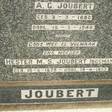 JOUBERT A.C. 1880-1940 &amp; Hester M.S. BOSMAN 1879-1957