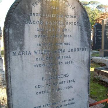 KRIGE Jacob Daniel 1819-1894 :: JOUBERT Maria Wilhelmina  1822-1866  :: JURGENS E. 1825-1903