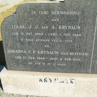 KRYNAUW Izaak J.J. van A. 1882-1948 &amp; Johanna C.P. BESTBIER 1886-1976