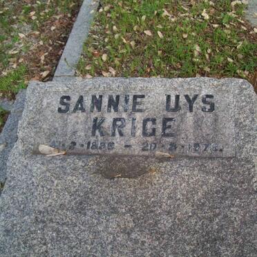 KRIGE Sannie Uys 1886-1976
