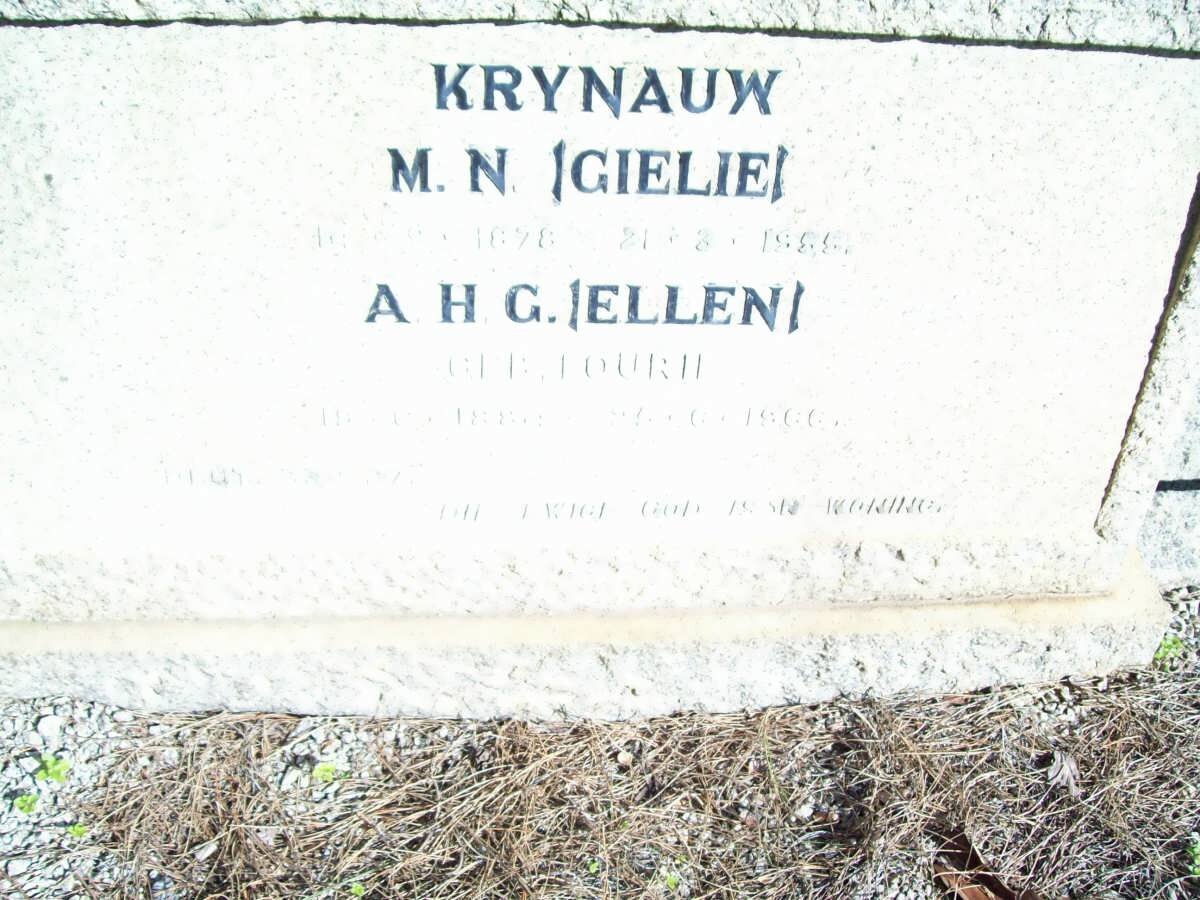 KRYNAUW M.N. 1878-1955 &amp; A.H.G. FOURIE 188?-1966