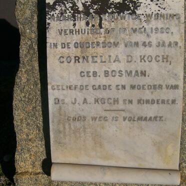 KOCH Cornelia D. nee BOSMAN -1920