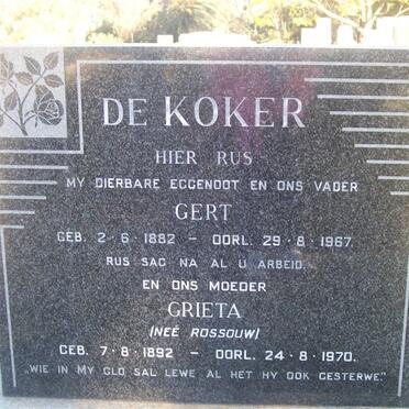 KOKER Gert, de 1882-1967 &amp; Grieta ROSSOUW 1892-1970