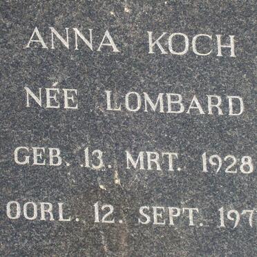 KOCH Anna nee LOMBARD 1928-1971