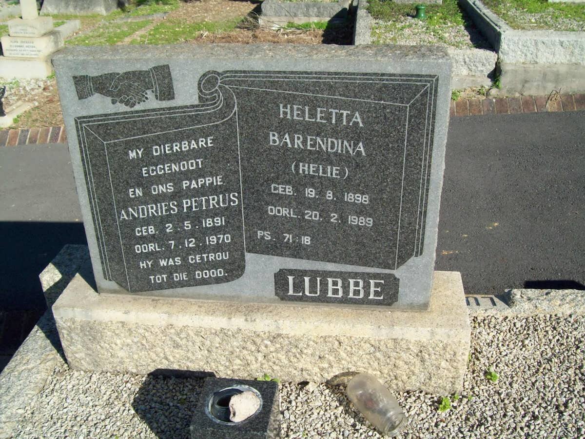 LUBBE Andries Petrus 1891-1970 &amp; Heletta Barendina 1898-1989