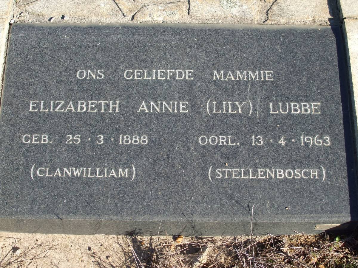 LUBBE Elizabeth Annie 1888-1963