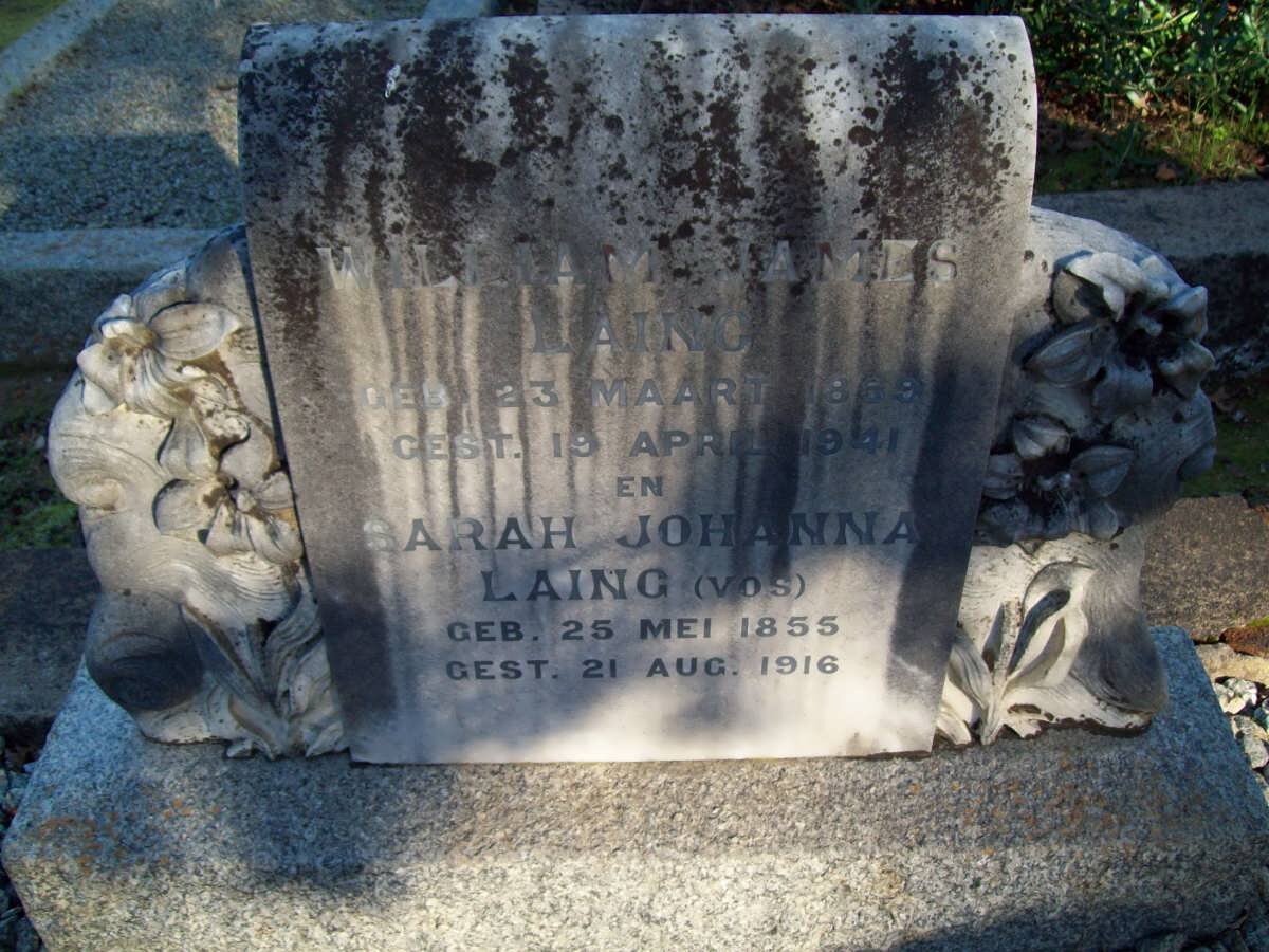 LAING William James 1869-1941 :: LAING Sarah Johanna nee VOS 1855-1916