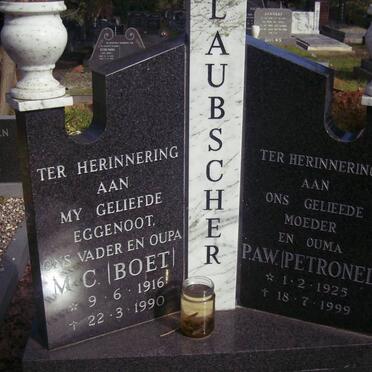 LAUBSCHER M.C. 1916-1990 &amp; P.A.W. 1925-1999