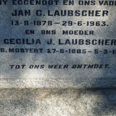 LAUBSCHER Jan C. 1878-1963 &amp; Cecilia J. MOSTERT 1885-1973