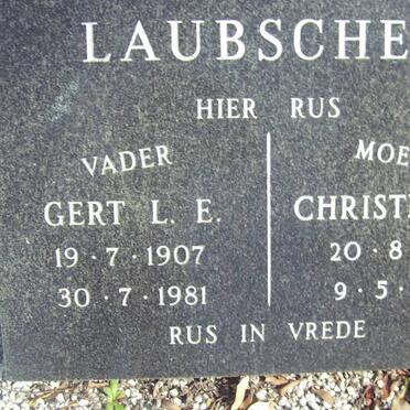 LAUBSCHER Gert L.E. 1907-1981 &amp; Christina M. 1917-1998