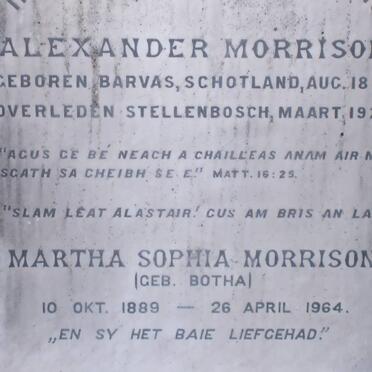 MORRISON Alexander 1882-1920 &amp; Martha Sophia BOTHA 1889-1964