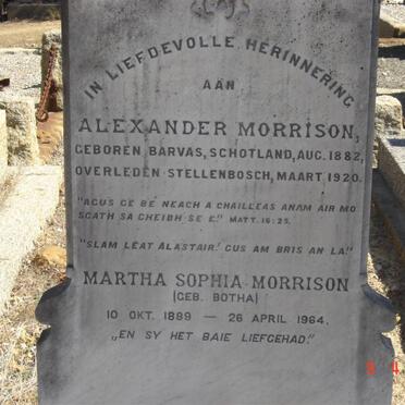 MORRISON Alexander 1882-1920 &amp; Martha Sophia BOTHA 1889-1964