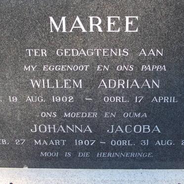MAREE Willem Adriaan 1902-1964 &amp; Johanna Jacoba 1907-2005