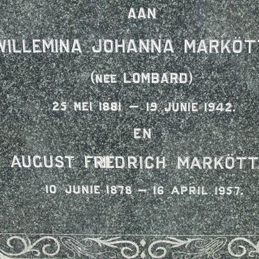 MARKOTTER August Friedrich 1878-1957 &amp; Willemina Johanna LOMBARD 1881-1942