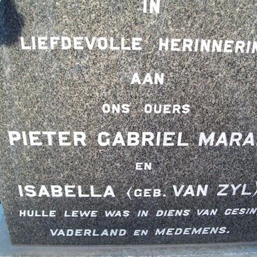 MARAIS Pieter Gabriel &amp; Isabella VAN ZYL