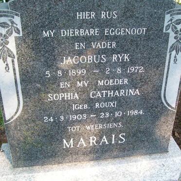 MARAIS Jacobus Ryk 1899-1972 &amp; Sophia Catharina ROUX 1903-1984