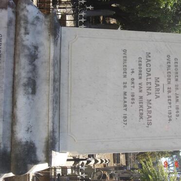 MARAIS Christian Ludolph 1849-1934 &amp; Maria Magdalena VAN NIEKERK 1865-1937