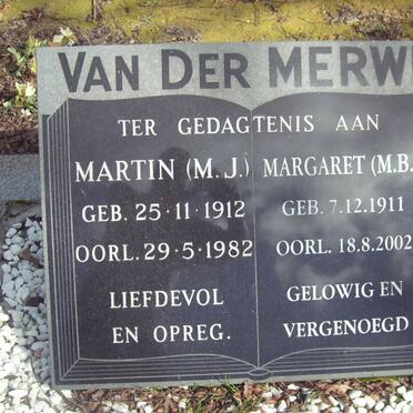 MERWE M.J., van der  1912-1982 &amp; M.B. 1911-2002